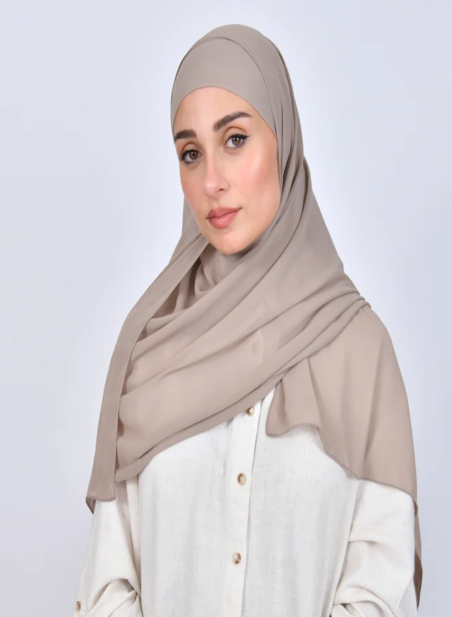 عبايات حوراء طرحة شيفون بربطة اغلاق - بيج