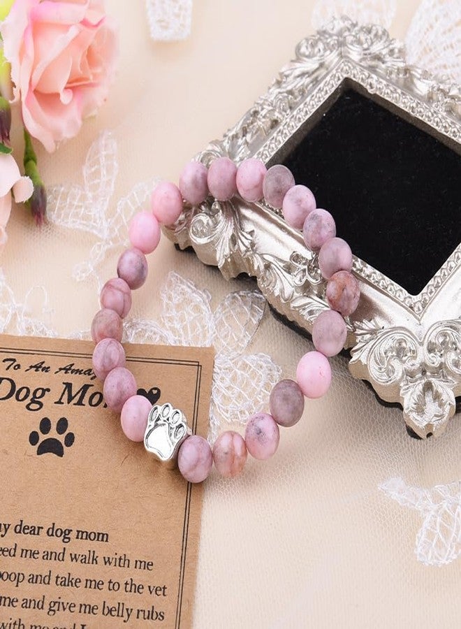 YangQian Dog Mom Beaded Bracelets for Women Birthday Christmas Gifts for Dog Lovers Bracelet Pet Gifts for Dogs Owners Present Mother Day Dogs Mom Valentine Gift Pet Paw Print Bracelet for Ladies Her Gf - Image 4