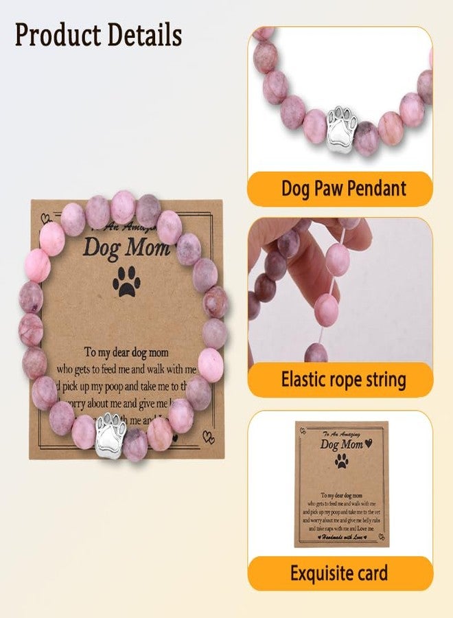 YangQian Dog Mom Beaded Bracelets for Women Birthday Christmas Gifts for Dog Lovers Bracelet Pet Gifts for Dogs Owners Present Mother Day Dogs Mom Valentine Gift Pet Paw Print Bracelet for Ladies Her Gf - Image 3