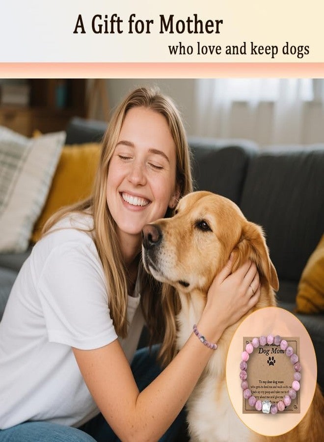 YangQian Dog Mom Beaded Bracelets for Women Birthday Christmas Gifts for Dog Lovers Bracelet Pet Gifts for Dogs Owners Present Mother Day Dogs Mom Valentine Gift Pet Paw Print Bracelet for Ladies Her Gf - Image 2