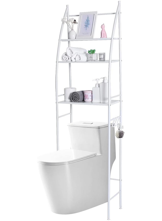 SKY-TOUCH Bathroom Storage Shelf 3 Tier Toilet Storage Rack Easy to Assemble Toilet Bathroom Shelf No Drilling Toilet Organizer White  - Image 1
