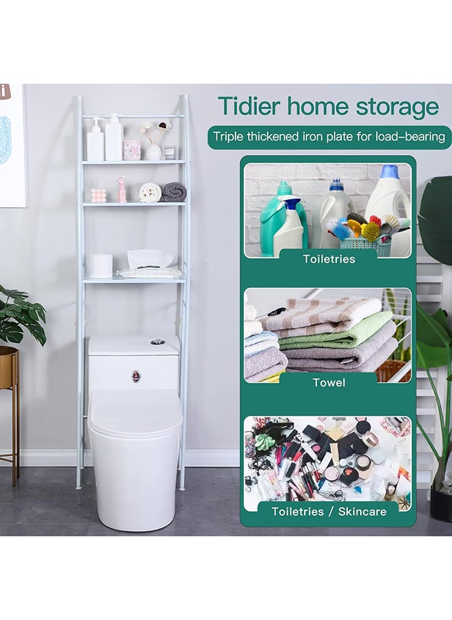 SKY-TOUCH Bathroom Storage Shelf 3 Tier Toilet Storage Rack Easy to Assemble Toilet Bathroom Shelf No Drilling Toilet Organizer White  - Image 3