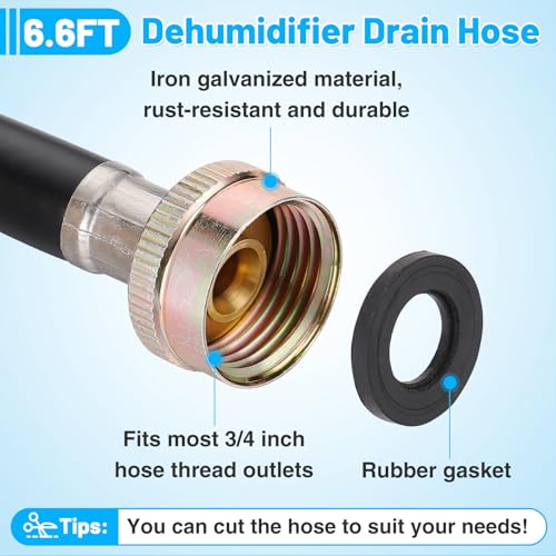 Apipi Leakproof Dehumidifier Drain Hose 3/4" FHT - 6.6 FT Thickened Dehumidifier Hose with Rustproof Durable Connector, No Kink and Easily Coilable, Fits for Most of Dehumidifiers - Image 4