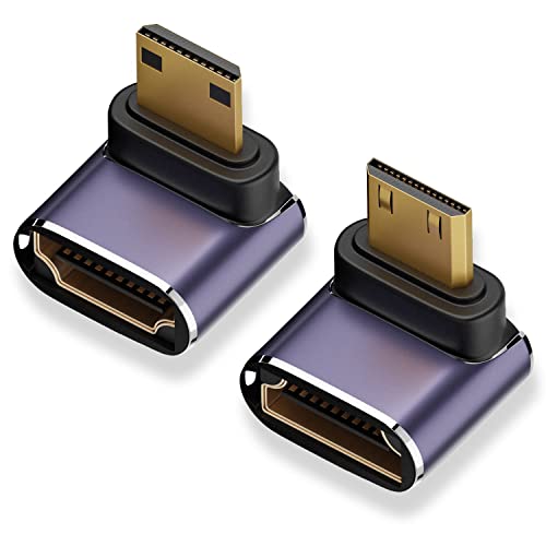 AreMe 8K Mini HDMI to HDMI Adapter (2 Pack), Up and Down 90 Degree Right Angle Mini HDMI Male to HDMI Female Converter Connector for Raspberry Pi Zero, DSLR Camera, Camcorder, HDTV, Projector - Image 1