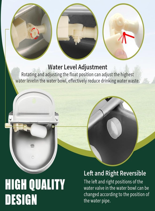 FLKQC Automatic Animal Drinking Water Bowl, 304 Stainless Steel Livestock Waterer with Float Valves, 39" Pipe Hose, 1/2" to 3/4" Adapter, Water Trough for Dog, Horse, Goat, Pig, Cow - Image 4