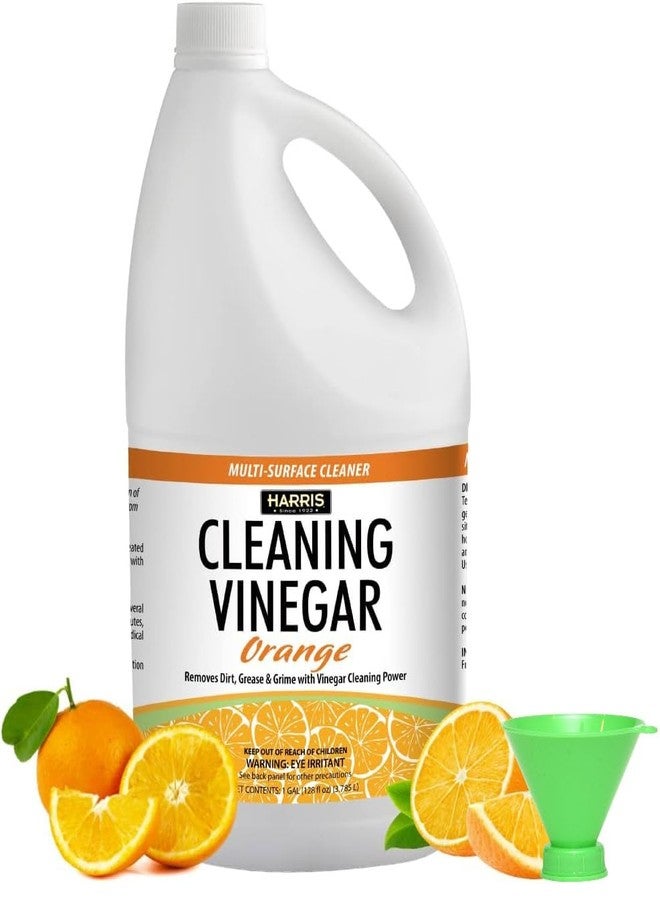 HARRIS Cleaning Vinegar All Purpose Household Surface Cleaner, 128oz (Orange) with Easy Pour Funnel Included - Image 1
