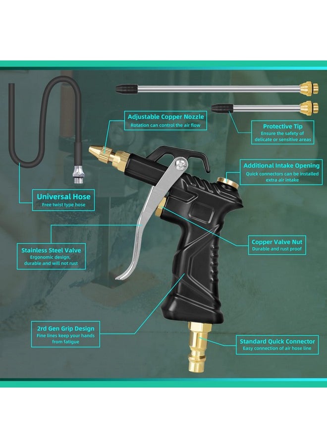 NANHONG Industrial Air Blow Gun with Brass Adjustable Air Flow Nozzle, Steel Air Flow Extension, and Blow Hose, Pneumatic Air Compressor Accessories Tool Dust Cleaning Air Nozzle Blow Gun (Black)  - Image 4