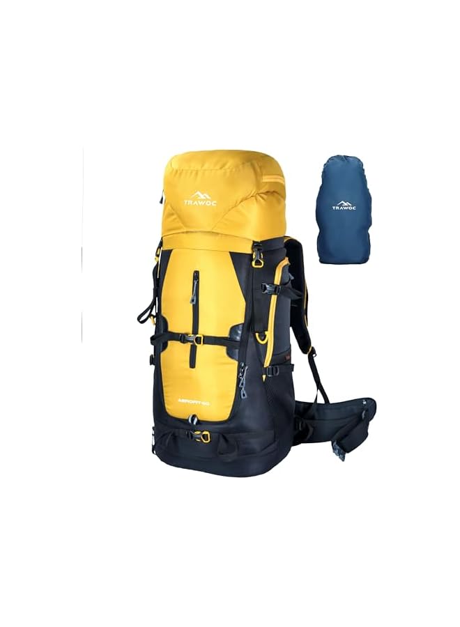 Trawoc حقيبة ظهر سفر Aerofit 60L بإطار معدني وألياف داخلية للتنزه والتخييم للرجال والنساء مع غطاء مطري/حجرة للأحذية Hk012 - Image 2
