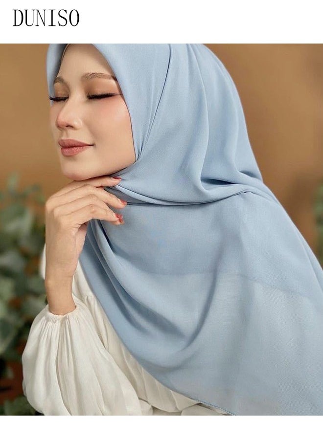 DUNISO - Hijab for Women Muslim Cotton Hijab Fashion Hijab Scarf, Elegant Modest Muslim Islamic Ramadan Soft Lightweight Jersey Hijab Long Scarf - Image 1