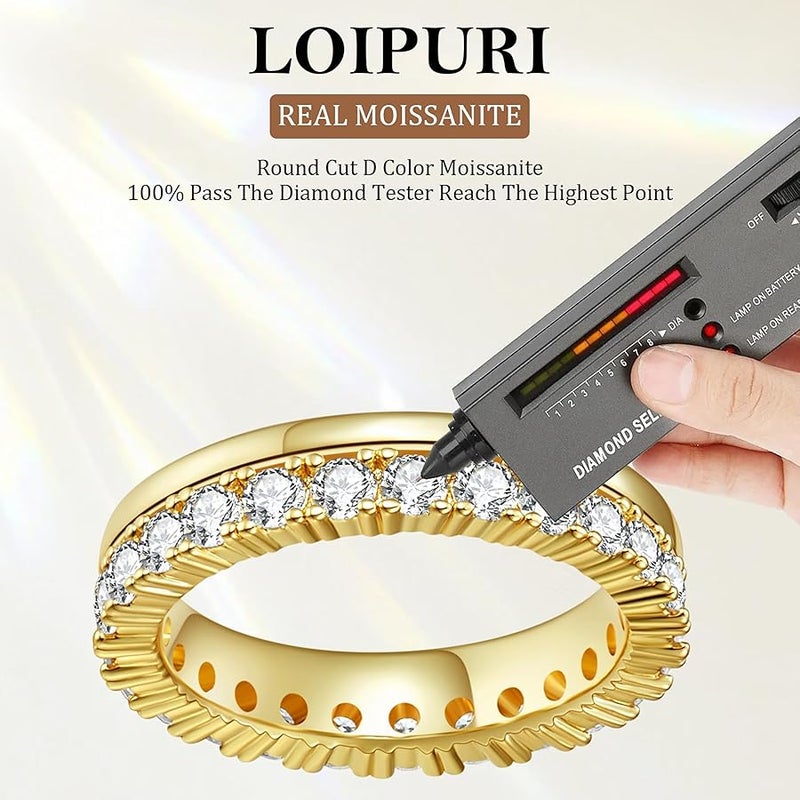 LOIPURI Moissanite Eternity Band Rings for Women, 14k Gold Plated Dual Eternity Rings Wedding Band for Women Stacking, Gold Jewelry Non Tarnish Engagement Promise Anniversary Comfort Fit Size 5-10 - Image 3
