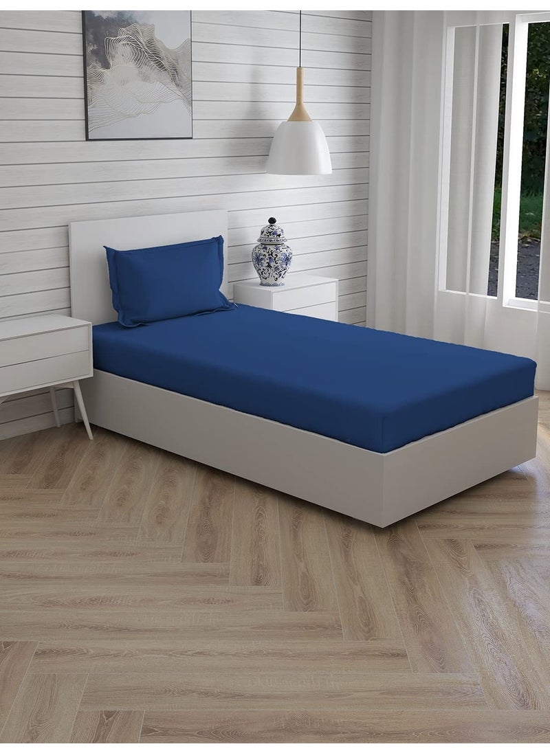 Shri Anand Creations Shri Anand Creations Cotton Fast Color SolidPlain Royal Blue Bedsheet For Single Bed With 1 Pillow Cover  - Image 2