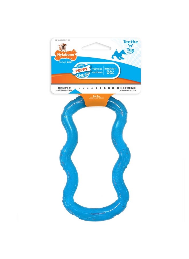 Nylabone Teethe 'N' Tug Puppy Chew Toy For Teething  Puppy Supplies  Blue, XSmall/Petite (1 Count)  - Image 1