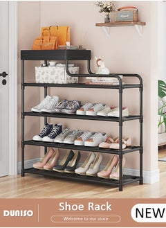 DUNISO 5-layers Shoe Rack with Storage Box, Space Saver Shoe Storage Rack, Tall Shoe Shelf with Removable Panels, Sturdy & Durable Shoe Storage Organizer, Free Standing Tall Boots Organizer Shelf for Wall,Entryway,Closet,Garage  - Image 1