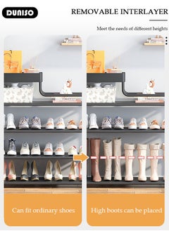 DUNISO 5-layers Shoe Rack with Storage Box, Space Saver Shoe Storage Rack, Tall Shoe Shelf with Removable Panels, Sturdy & Durable Shoe Storage Organizer, Free Standing Tall Boots Organizer Shelf for Wall,Entryway,Closet,Garage  - Image 2