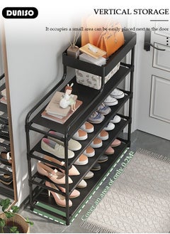 DUNISO 5-layers Shoe Rack with Storage Box, Space Saver Shoe Storage Rack, Tall Shoe Shelf with Removable Panels, Sturdy & Durable Shoe Storage Organizer, Free Standing Tall Boots Organizer Shelf for Wall,Entryway,Closet,Garage  - Image 5
