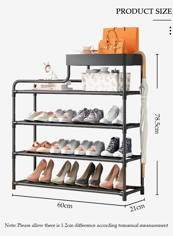 DUNISO 5-layers Shoe Rack with Storage Box, Space Saver Shoe Storage Rack, Tall Shoe Shelf with Removable Panels, Sturdy & Durable Shoe Storage Organizer, Free Standing Tall Boots Organizer Shelf for Wall,Entryway,Closet,Garage - Image 2