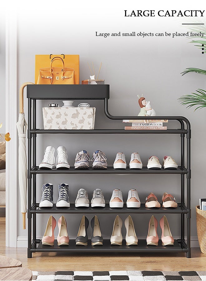 DUNISO 5-layers Shoe Rack with Storage Box, Space Saver Shoe Storage Rack, Tall Shoe Shelf with Removable Panels, Sturdy & Durable Shoe Storage Organizer, Free Standing Tall Boots Organizer Shelf for Wall,Entryway,Closet,Garage - Image 5