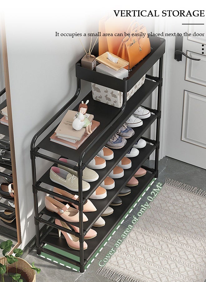 DUNISO 5-layers Shoe Rack with Storage Box, Space Saver Shoe Storage Rack, Tall Shoe Shelf with Removable Panels, Sturdy & Durable Shoe Storage Organizer, Free Standing Tall Boots Organizer Shelf for Wall,Entryway,Closet,Garage - Image 4