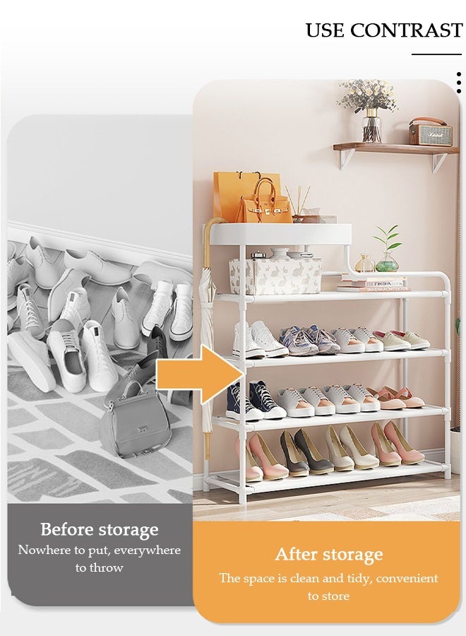 DUNISO 5-layers Shoe Rack with Storage Box, Space Saver Shoe Storage Rack, Tall Shoe Shelf with Removable Panels, Sturdy & Durable Shoe Storage Organizer, Free Standing Tall Boots Organizer Shelf for Wall,Entryway,Closet,Garage - Image 3