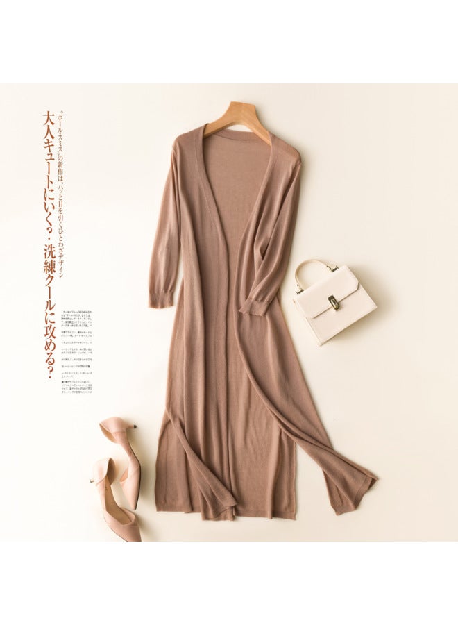 Song Feng Ya Korean Style Thin Sun Protection Clothing W En's Summer New Ice Cotton Linen Knitted Cardigan Midi Air-conditioning Shirt Jacket - Image 1