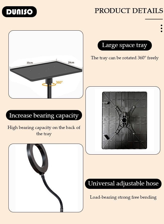 DUNISO Mobile Phone Holder Tray, Phone Live Streaming Holder for Outdoor and Indoor, Live Streaming Stand with Metal Pallet and USB Tri-color Light for Vlog Selfie Live Streaming Video - Image 2