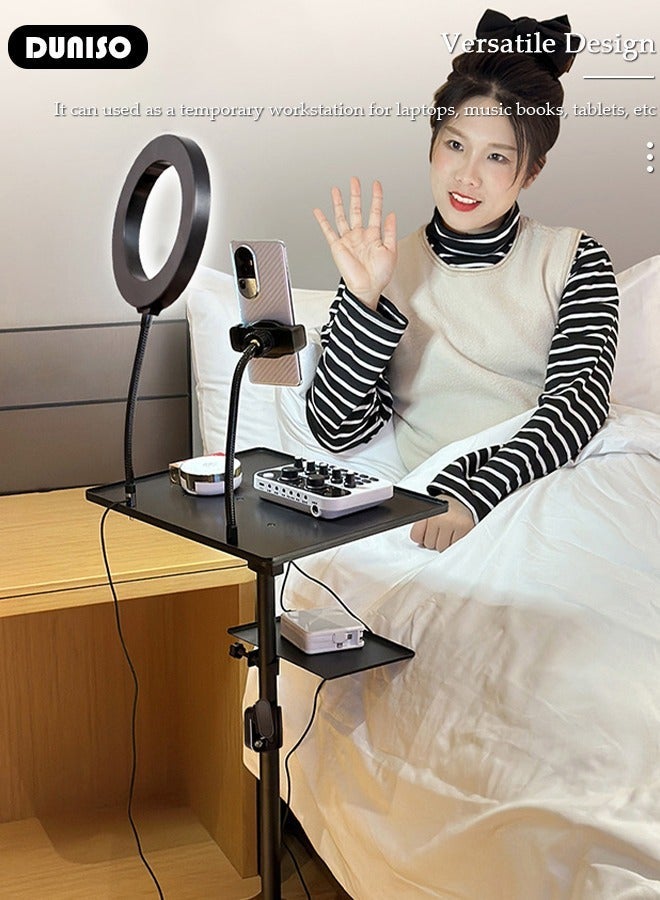 DUNISO Mobile Phone Holder Tray, Phone Live Streaming Holder for Outdoor and Indoor, Live Streaming Stand with Metal Pallet and USB Tri-color Light for Vlog Selfie Live Streaming Video - Image 3