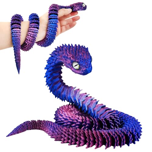 QOUXZ 3D Printed Animals Snake 30 Inch Surprise Mystery Fidget Anaconda Toy Fake Python Statue with Realistic Eyes3D Print Articulated Viper Collectible for Home Office Executive Desk Decoration - Image 1