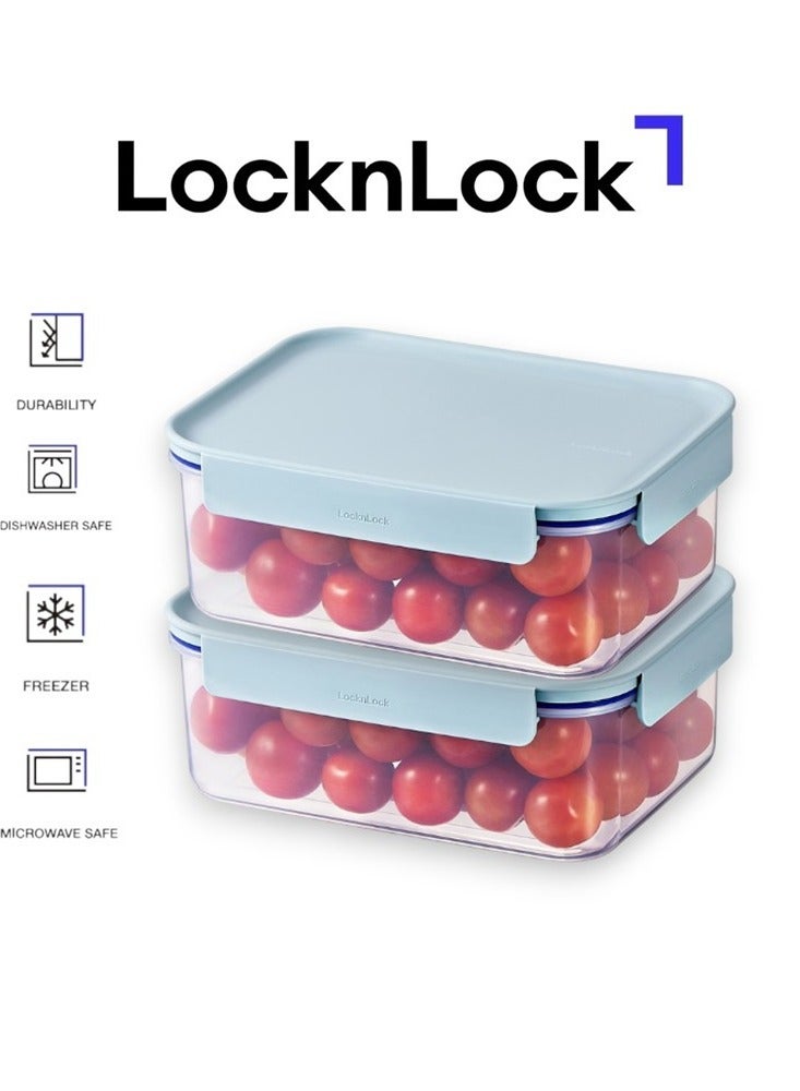 LocknLock Classic Plus Rectangle Food Container 1.65L (PACK of 2) – Mint, Airtight & Microwave Safe - Image 1