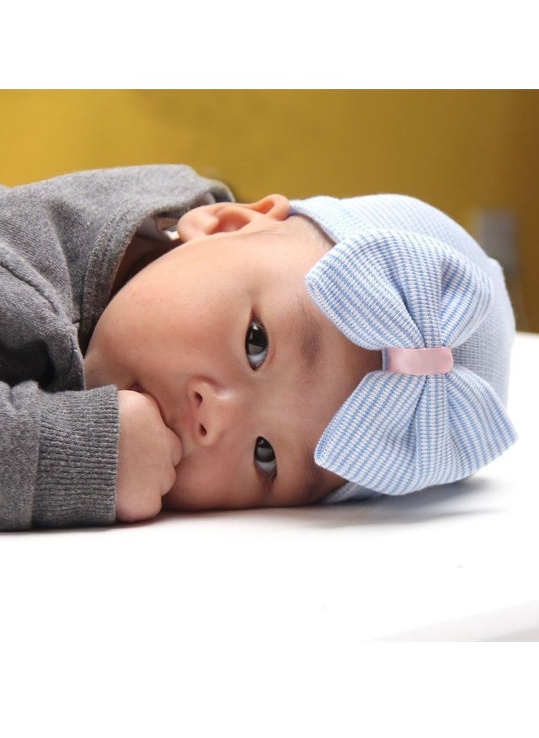 Generic Cotton Newborn Baby Infant Hat Bowknot Beanie Cap, Set of 4  - Image 5