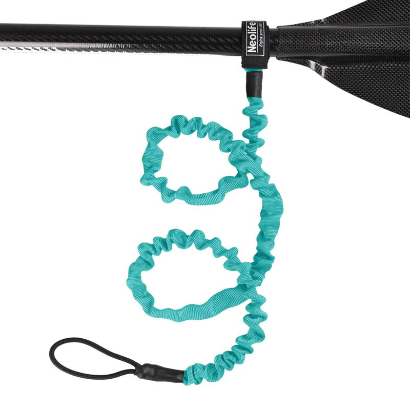 Wonitago Stretchable Kayak Paddle Leash, Coiled Rod Leash Tool Lanyard For Kayak And Sup Paddles, Fishing Poles Rods, Teal 1 Pack - Image 1