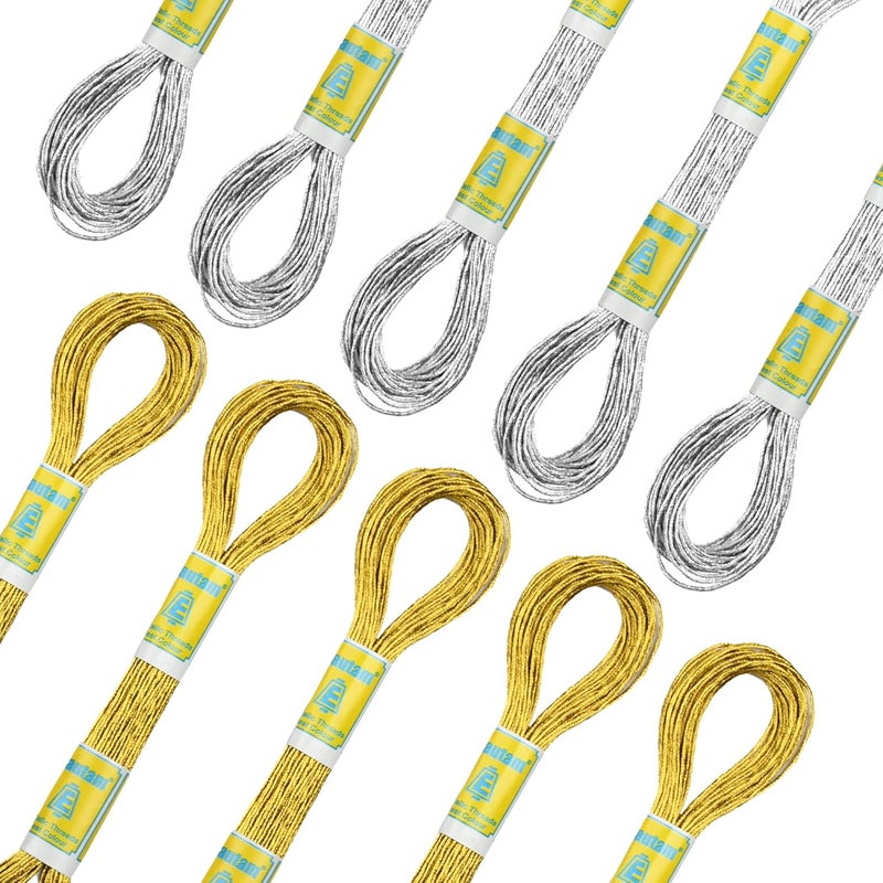 ThreadNanny New ThreadNanny 24 Skeins of 100 Cotton Metallic Thread for Hand Embroidery 12 Gold  12 Silver - Image 4