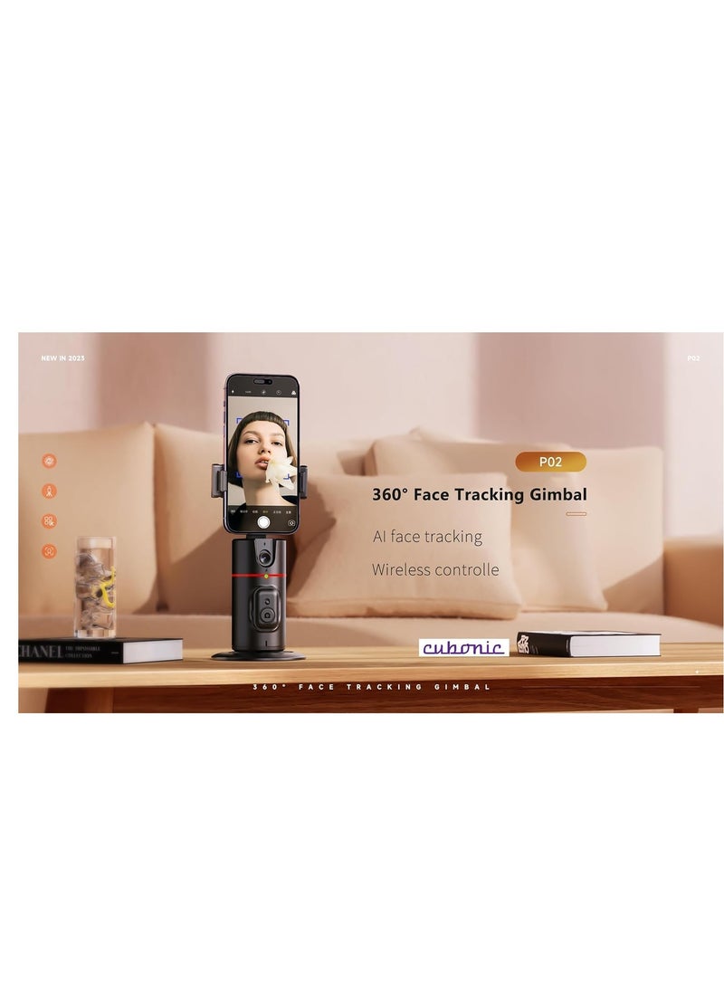 P02 AI Intelligent 360° Auto Face Tracking Smart Rotation Desktop Selfie Gimbal Stabiliser for Smartphone