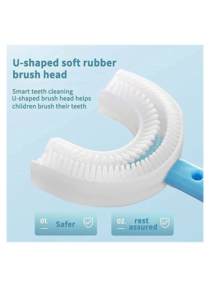 2 Pcs U-Shaped Toothbrush for Kids 6-12Year, with a Toothbrushing Cup, U Shape Portable Baby Silicone ​for Childrens Special Design Toddlers - Image 3