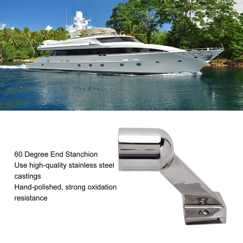 60 Degree 25mm Stainless Steel Boat Hand Rail End Stanchion Marine Deck Fitting - Image 4