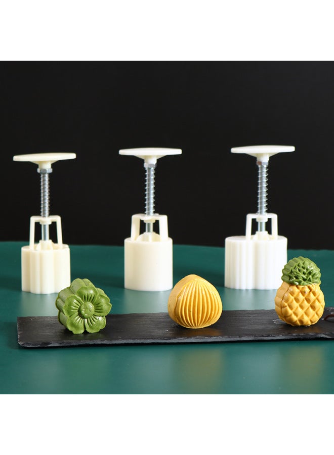 Hand-pressed Mooncake Mold Household Mung Bean Cake Model Printing Set Ice Skin Flow Heart Guofeng Mooncake Mold-Color:❣50 Grams Of Blooming Flowers [4 Pieces In One Mold]  - Image 5