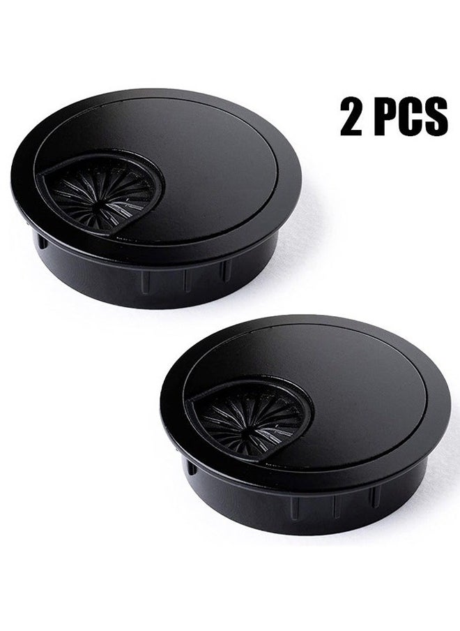 Generic 2 Pcs Metal Desk Grommet 2 Inch (50 mm) Black Zinc Alloy Metallic Desk Cord Hole Cover to Arrange Cables & Wires Through Computer Table/Countertops  - Image 1