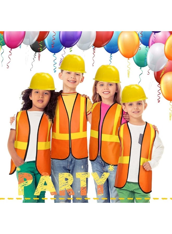 Satinior 24 Pieces Construction Worker Costume Construction Role Play Set Including Construction Vest and Hat Construction Birthday Party Costume Supplies for Dressing Construction Party - Image 1