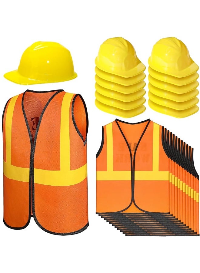 Satinior 24 Pieces Construction Worker Costume Construction Role Play Set Including Construction Vest and Hat Construction Birthday Party Costume Supplies for Dressing Construction Party - Image 4