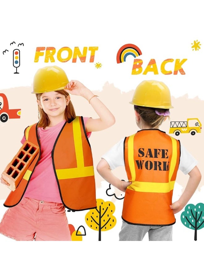 Satinior 24 Pieces Construction Worker Costume Construction Role Play Set Including Construction Vest and Hat Construction Birthday Party Costume Supplies for Dressing Construction Party - Image 3