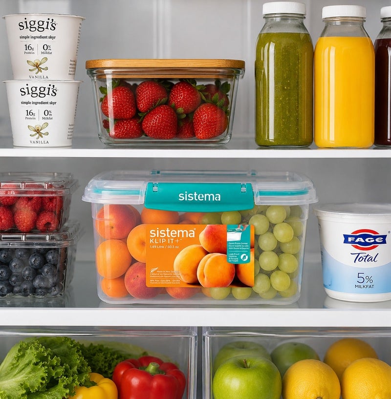 Sistema KLIP IT Plus Rectangular Food Storage Container 1.49L Minty Teal, BPA Free Airtight Kitchen Storage Box for Meal Prep, Leftovers, Pantry Organization & Food Storage, Made in New Zealand - Image 5