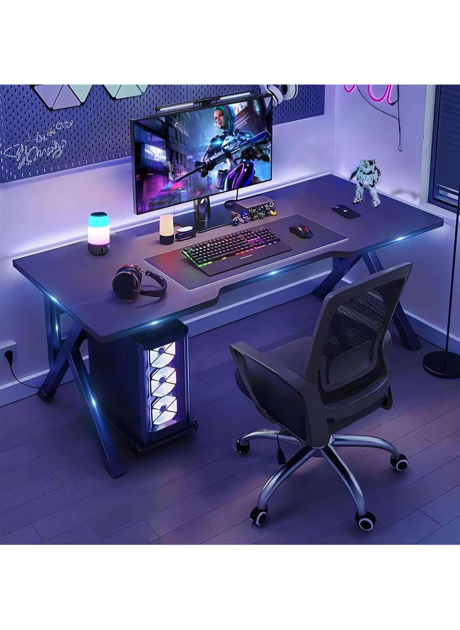 ULHYC K-Shaped Gaming Desk, 120cm Gaming Table, Ergonomic PC Desktop Computer Desk, Home Office Desk, Versatile Gaming and Learning Solution for the Modern Family, Perfect for Students and Gamers 