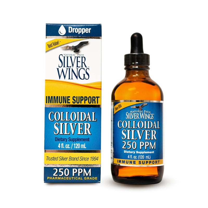 Natural Path Silver Wings Colloidal Silver Liquid Enhanced Immune Support Supplement 250ppm 1250mcg 4oz Dropper