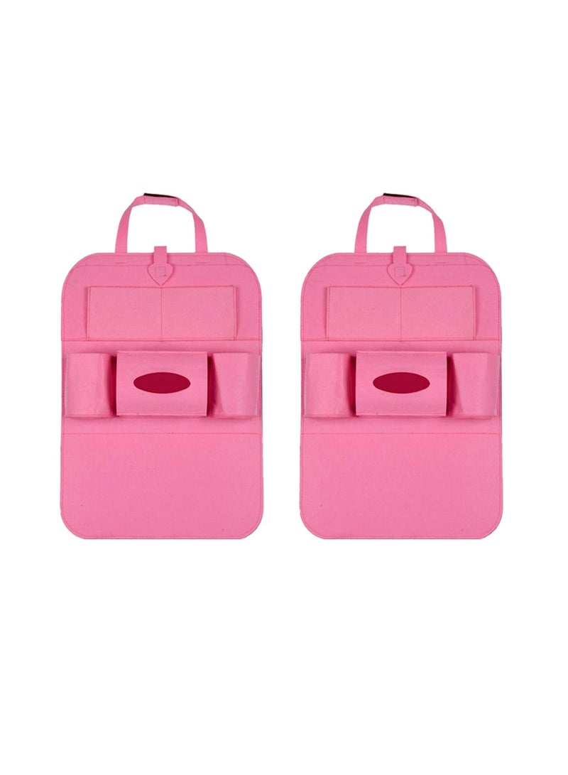Generic 2PCS Car Back Seat Organizer Wool Felt Car Seat Back Hanging Bag Multiple Pockets for Water Bottle, Pumping Paper, Notebook  - Image 1