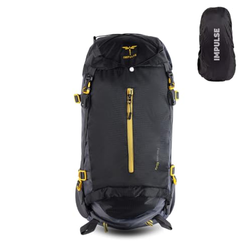 Impulse Inverse 65L Travel bag with Rain Cover | Water Resistant | Padded Adjustable Shoulder Straps & Waist Belt | Ideal for Hiking, Camping & Travel Rucksack Backpack- Black |1 Year Warranty - Image 1