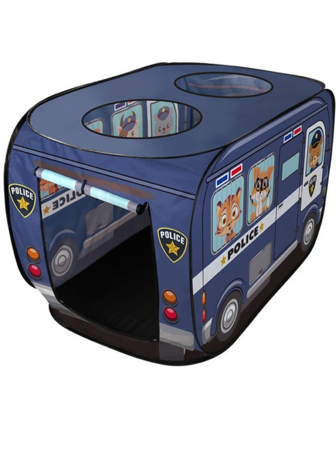 Foldable Kids Tent, Baby Playhouse, Automatically Opens, Portable, Suitable for Indoor and Outdoor Play, Children's Camping Tent, Blue Cartoon Bus Design 112 * 72 * 75cm - Image 4