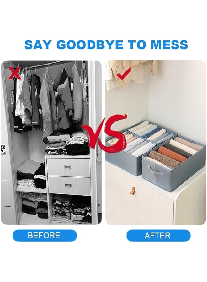 Green Tiger Wardrobe Clothes Organizer Jeans Organizer for Closet：Premium Drawer Organizer for Folded Clothes with 7 Grids – Upgraded Foldable Closet Drawer Organizers for Jeans Pants T-shirt Sweaters (2 Pcs) - Image 5