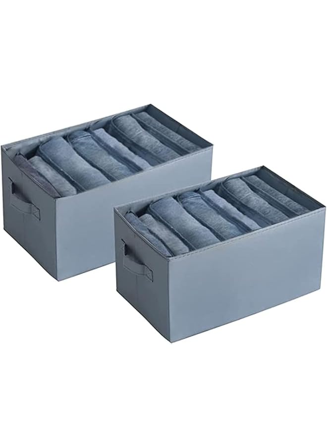 Green Tiger Wardrobe Clothes Organizer Jeans Organizer for Closet：Premium Drawer Organizer for Folded Clothes with 7 Grids – Upgraded Foldable Closet Drawer Organizers for Jeans Pants T-shirt Sweaters (2 Pcs) - Image 1