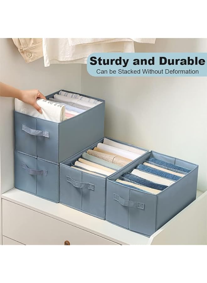 Green Tiger Wardrobe Clothes Organizer Jeans Organizer for Closet：Premium Drawer Organizer for Folded Clothes with 7 Grids – Upgraded Foldable Closet Drawer Organizers for Jeans Pants T-shirt Sweaters (2 Pcs) - Image 2