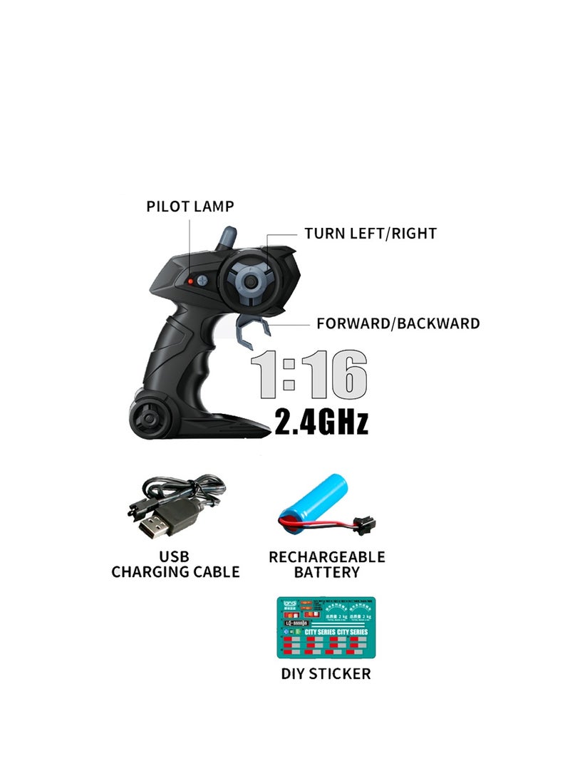 اند الشاحنات الحضرية بخمس طرق للتحكم عن بعد - سلسلة مركبات النقل الصغيرة - ألوان متنوعة - مقياس 1:16 - 2.4 جيجا هرتز - ملصق DIY، شحن USB، بطارية قابلة للشحن - فتح الباب يدويًا - قطعة واحدة - Image 2