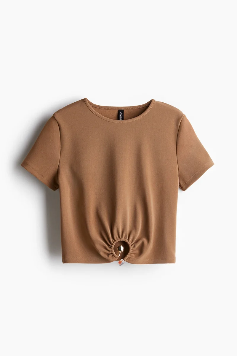 H&M Bead-detail ribbed T-shirt